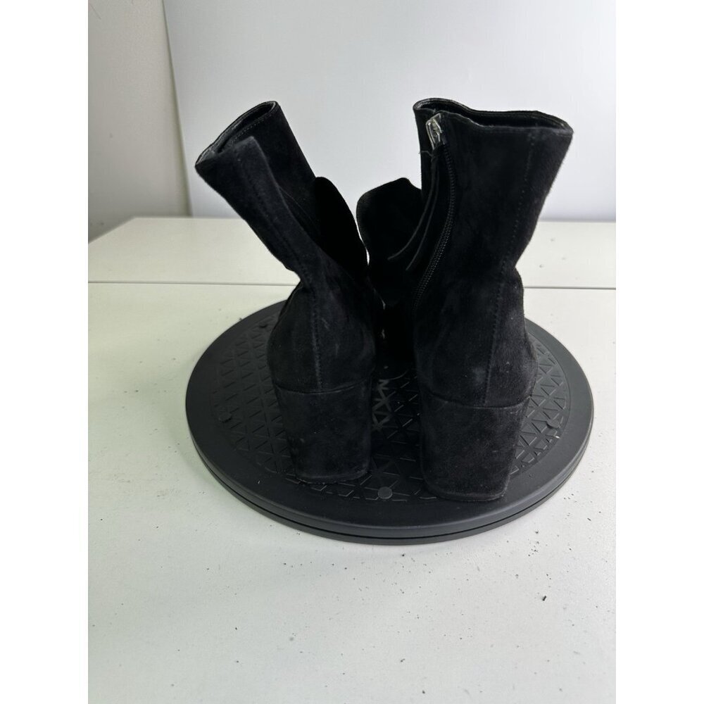 Rebecca Minkoff Black Suede Knotted Ankle Boots Block Heel Sz 9M - Picture 2 of 8